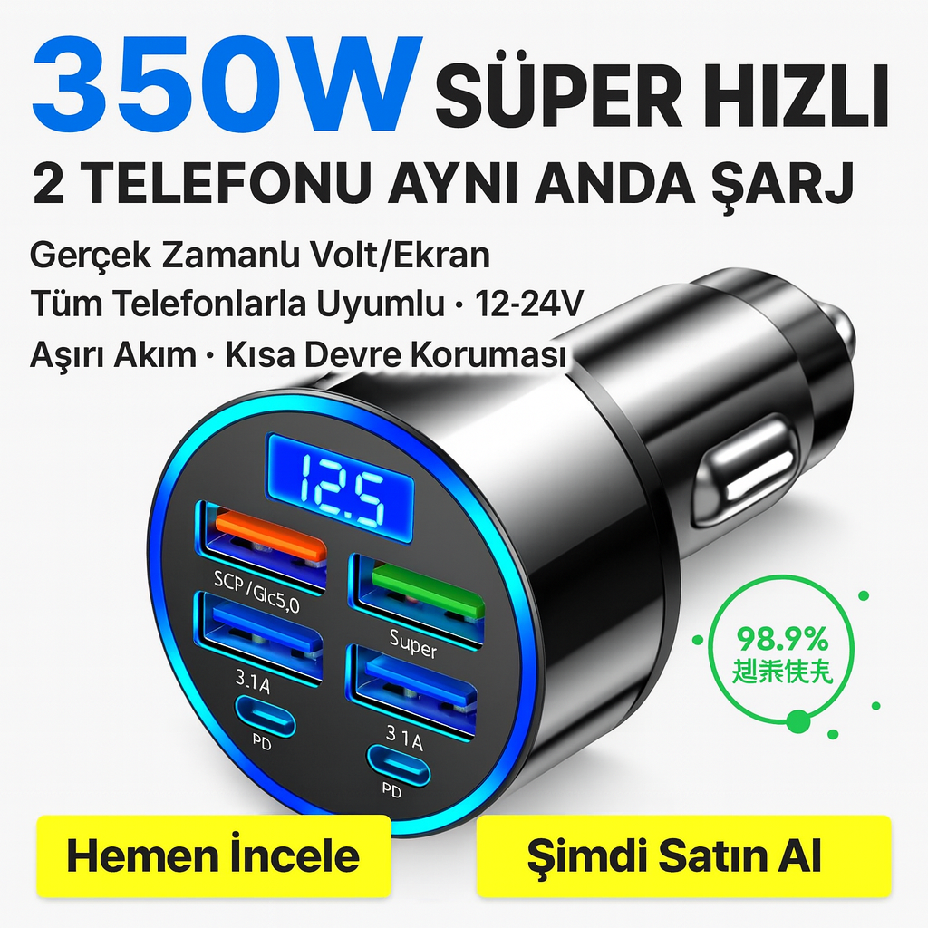 350W Akıllı Araç Şarj Cihazı