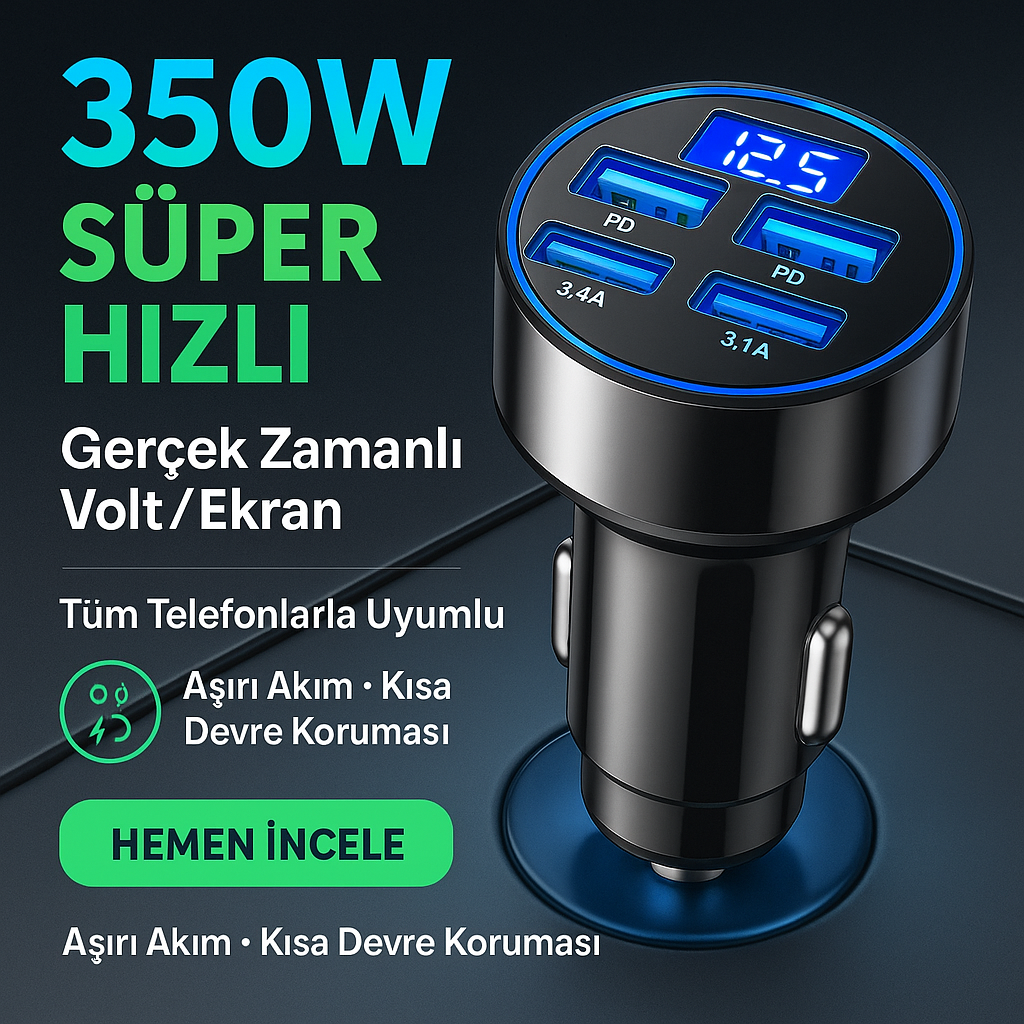 350W Akıllı Araç Şarj Cihazı