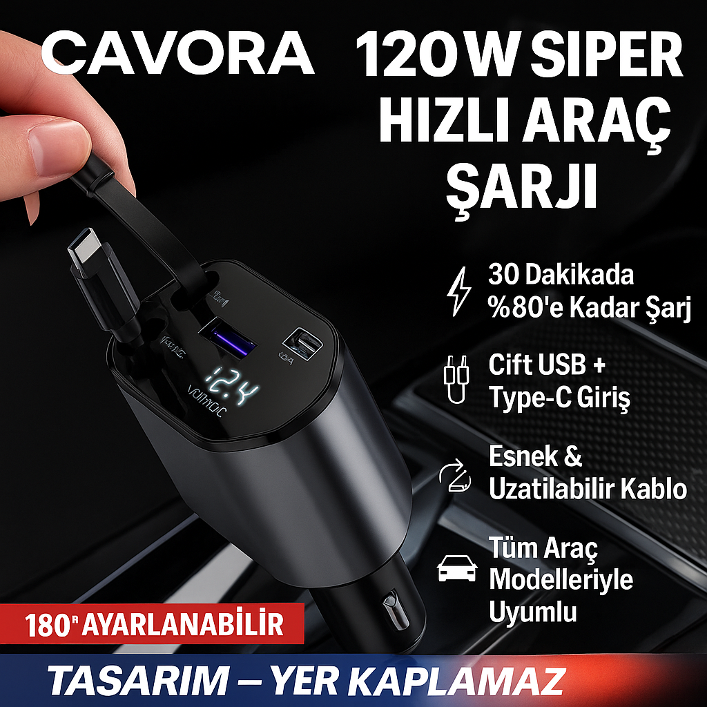 120W Akıllı Araç Şarj Cihazı