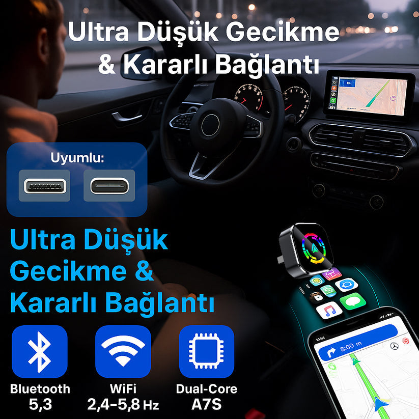 Kablosuz CarPlay & Android Auto Adaptörü
